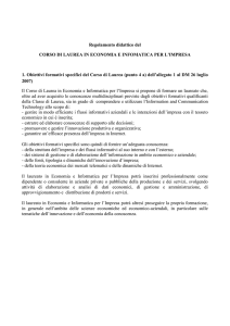 Regolamento didattico del CORSO DI LAUREA IN ECONOMIA E