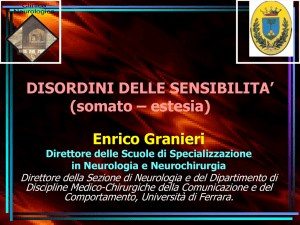 DISORDINI DELLE SENSIBILITA` (somato – estesia) Enrico Granieri