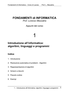 FONDAMENTI di INFORMATICA