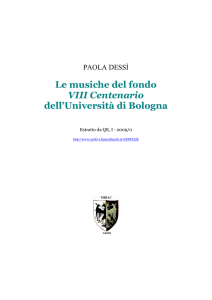 Le musiche del fondo VIII Centenario dell`Università di Bologna