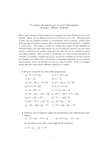 Un elenco di esercizi per il corso Matematica docente: Alberto Dolcetti