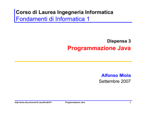 Programmazione in Java - Dipartimento di Informatica e Automazione