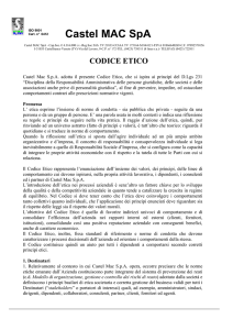 Codice Etico - CastelMac SpA