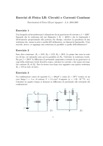 Esercizi di Fisica LB: Circuiti e Correnti Continue