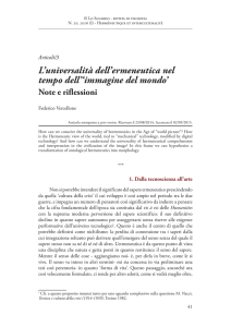 L`universalità dell`ermeneutica nel tempo dell``immagine del mondo`