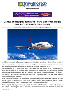 Qantas compagnia aerea più sicura al mondo