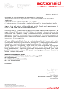 Milano, 26 Aprile 2017 Al presidente del corso di Sociologia e
