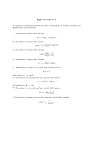Foglio di esercizi N. 1 (Il logaritmo si intende in base naturale e dove