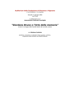 "Giordano Bruno e l`Arte della memoria"