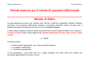 Metodi numerici per il calcolo di equazioni differenziali: metodo di