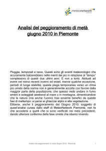 Analisi del peggioramento di metà giugno 2010 in Piemonte