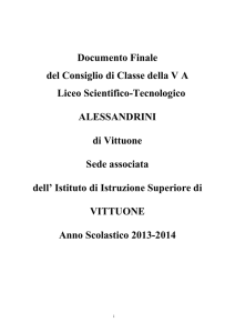 Documento Finale del Consiglio di Classe della VA Liceo Scientifico