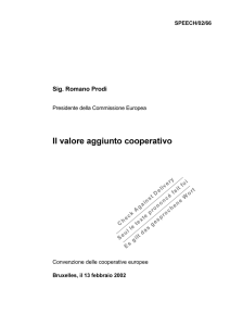 "Il valore aggiunto cooperativo", Bruxelles, 13-02