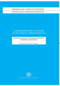 Relazione per l`anno 2014 sulla trasparenza dell`attività della