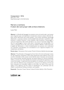 Narrare e nominare. Il valore dei nomi propri nella scrittura letteraria