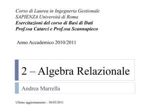 2 – Algebra Relazionale