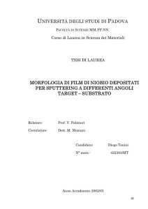 UNIVERSITÀ DEGLI STUDI DI PADOVA MORFOLOGIA DI FILM DI