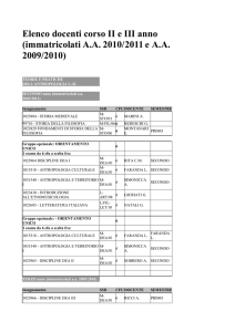 Elenco docenti corso II e III anno (immatricolati A.A. 2010/2011 e