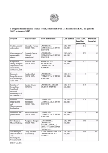 Progetti italiani ERC scienze sociali