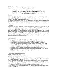 ECONOMIA E TECNICA DELLA COMUNICAZIONE (4c) (Prof.ssa