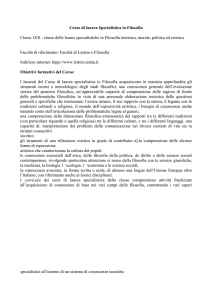 Corso di laurea Specialistica in Filosofia Classe 18/S