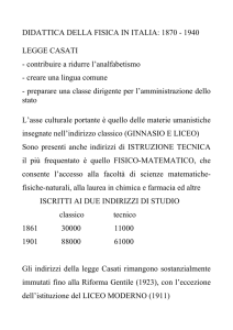 DIDATTICA DELLA FISICA IN ITALIA: 1870