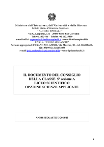 IL DOCUMENTO DEL CONSIGLIO DELLA CLASSE 5ª sezione A