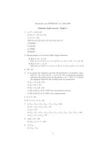 Matematica per FARMACIA A.A. 2015/2016 Soluzioni degli esercizi