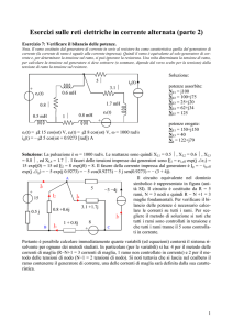 Esercizi sulle reti elettriche in corrente alternata (parte 2)