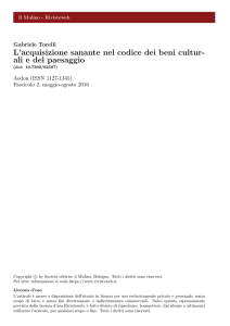 L`acquisizione sanante nel codice dei beni culturali e del paesaggio