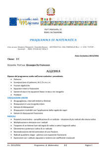 PROGRAMMA DI MATEMATICA Classe: 2 C Docente: Prof.ssa