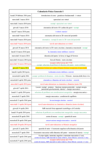 Calendario provvisorio Fisica Generale I