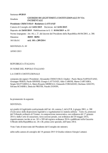 Sentenza 49/2015 Giudizio GIUDIZIO DI LEGITTIMITÀ