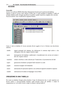 ACCESS CREAZIONE DI UNA TABELLA