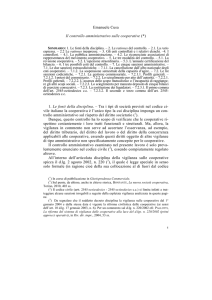 Emanuele Cusa Il controllo amministrativo sulle cooperative (*) 1. Le