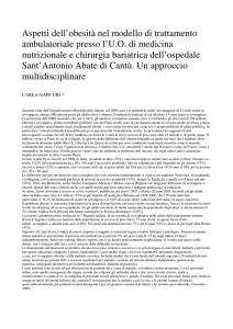 Aspetti dell`obesità nel modello di trattamento ambulatoriale presso l