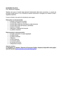 ECONOMIA POLITICA Prof. Alessandro Piergallini Obiettivo del