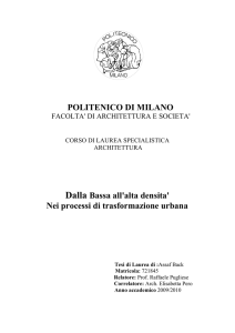 POLITENICO DI MILANO Dalla Bassa all`alta densita` Nei processi