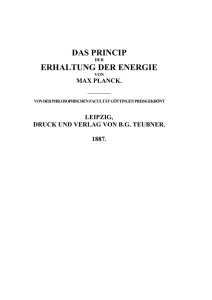 Planck: Il principio di conservazione dell`energia