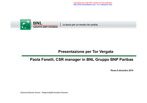 Presentazione per Tor Vergata Paola Fanelli, CSR manager in BNL