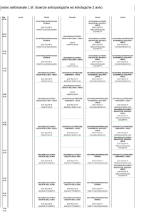 orario settimanale L.M. Scienze antropologiche ed etnologiche 2 anno