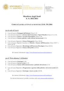 Manifesto degli Studi a. a. 2012-2013