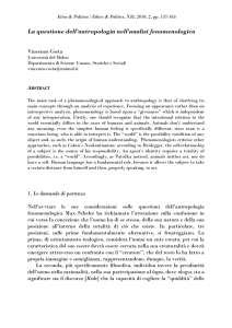 La questione dell`antropologia nell`analisi fenomenologica