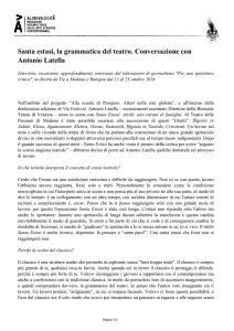 Santa estasi, la grammatica del teatro. Conversazione con Antonio