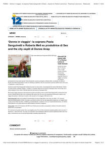 PARMA - `Donne in viaggio`: la soprano Paola Sanguinetti e Roberta