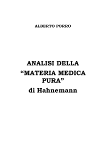 ANALISI DELLA “MATERIA MEDICA PURA” di Hahnemann