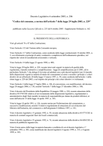 Decreto Legislativo 6 settembre 2005, n. 206 "Codice del consumo