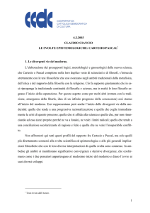 1 6.2.2003 CLAUDIO CIANCIO LE SVOLTE EPISTEMOLOGICHE