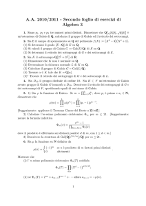 A.A. 2010/2011 - Secondo foglio di esercizi di Algebra 3