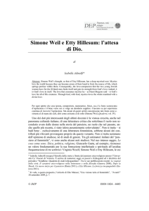 Simone Weil e Etty Hillesum: l`attesa di Dio.